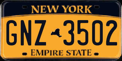 NY license plate GNZ3502