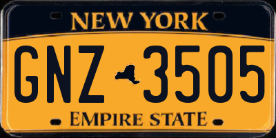 NY license plate GNZ3505