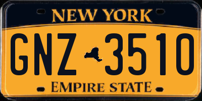 NY license plate GNZ3510