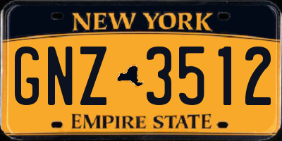 NY license plate GNZ3512