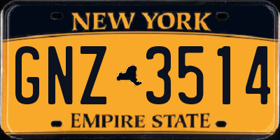 NY license plate GNZ3514