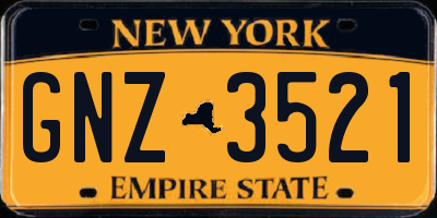 NY license plate GNZ3521