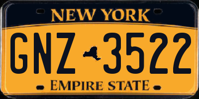NY license plate GNZ3522