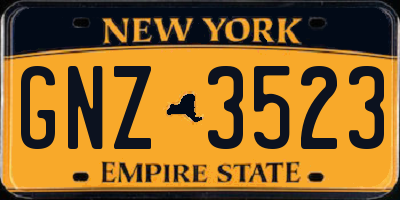 NY license plate GNZ3523