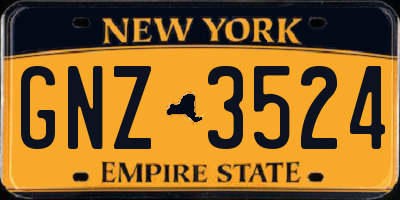 NY license plate GNZ3524
