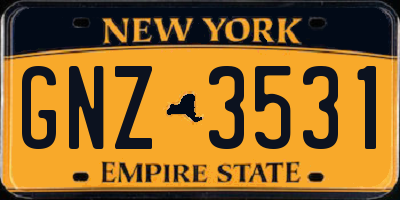NY license plate GNZ3531