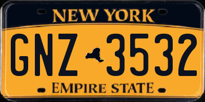 NY license plate GNZ3532