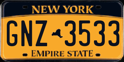 NY license plate GNZ3533