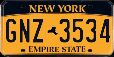 NY license plate GNZ3534