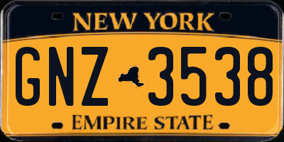 NY license plate GNZ3538