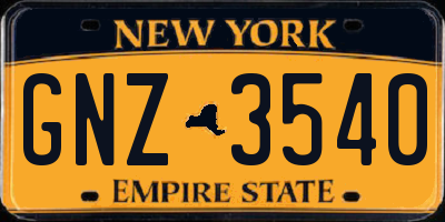 NY license plate GNZ3540