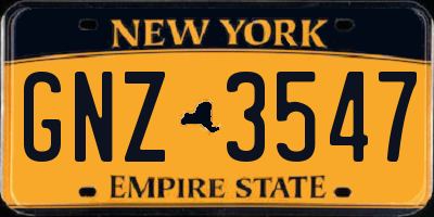 NY license plate GNZ3547