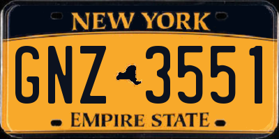 NY license plate GNZ3551