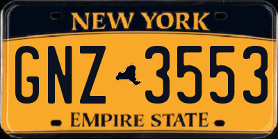 NY license plate GNZ3553