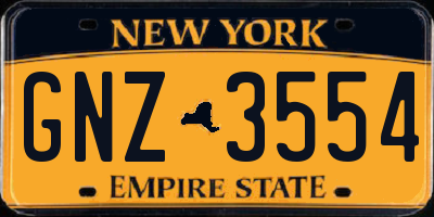NY license plate GNZ3554