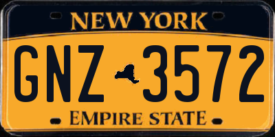 NY license plate GNZ3572