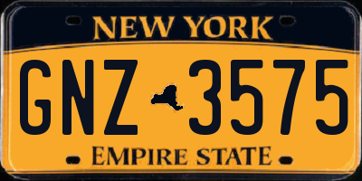 NY license plate GNZ3575