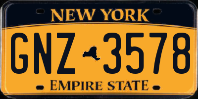 NY license plate GNZ3578