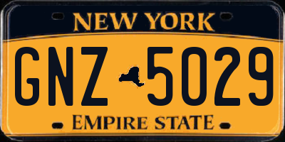NY license plate GNZ5029