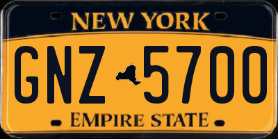 NY license plate GNZ5700