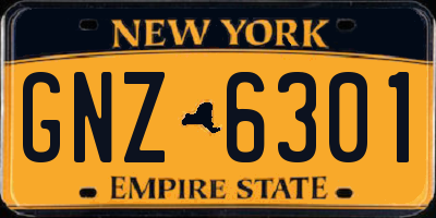NY license plate GNZ6301