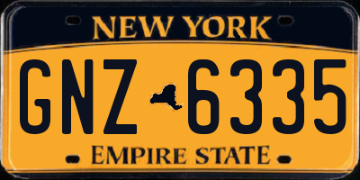 NY license plate GNZ6335