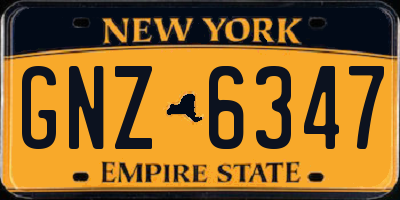 NY license plate GNZ6347