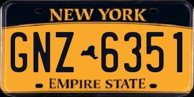 NY license plate GNZ6351