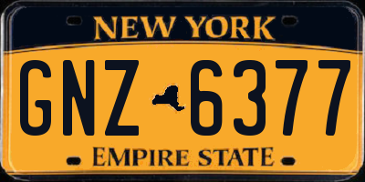 NY license plate GNZ6377
