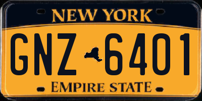 NY license plate GNZ6401