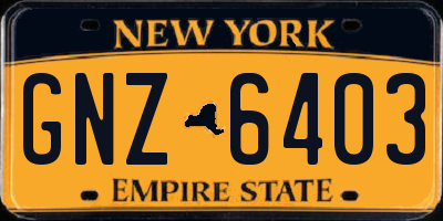 NY license plate GNZ6403
