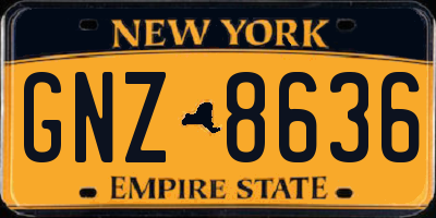 NY license plate GNZ8636