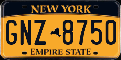 NY license plate GNZ8750