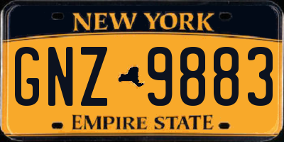 NY license plate GNZ9883