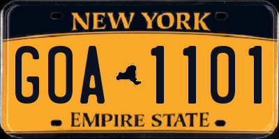 NY license plate GOA1101