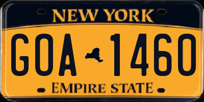 NY license plate GOA1460