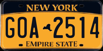 NY license plate GOA2514