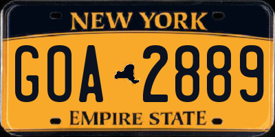 NY license plate GOA2889