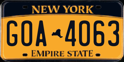 NY license plate GOA4063