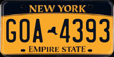 NY license plate GOA4393