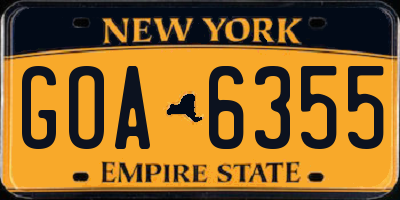 NY license plate GOA6355