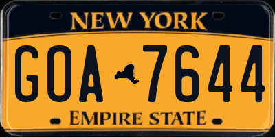 NY license plate GOA7644