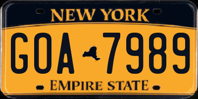 NY license plate GOA7989