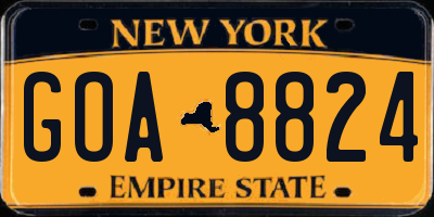 NY license plate GOA8824