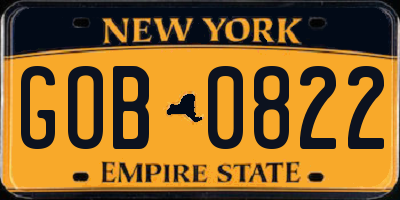 NY license plate GOB0822