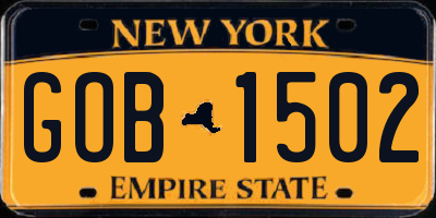 NY license plate GOB1502