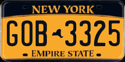 NY license plate GOB3325