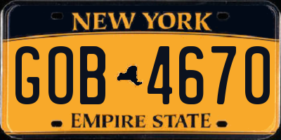NY license plate GOB4670