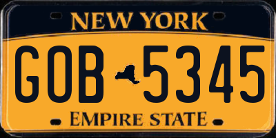 NY license plate GOB5345