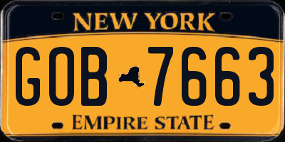 NY license plate GOB7663